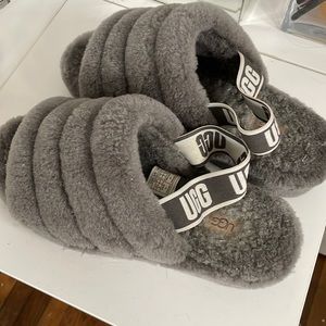 Fluffy UGG slides
